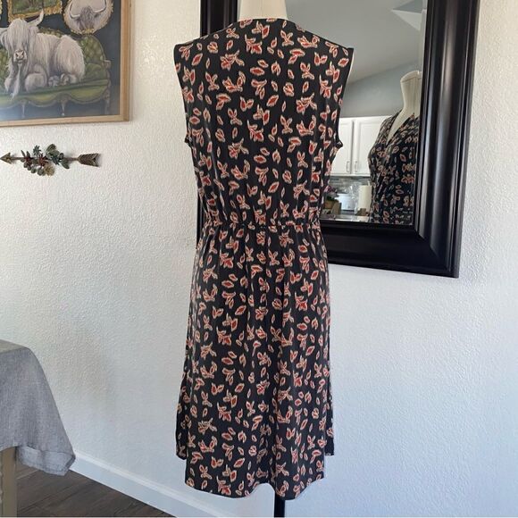 Banana Republic Womens Printed Stretch V-Neck Sleeveless Wrap Dress Black Small - Picture 4 of 14